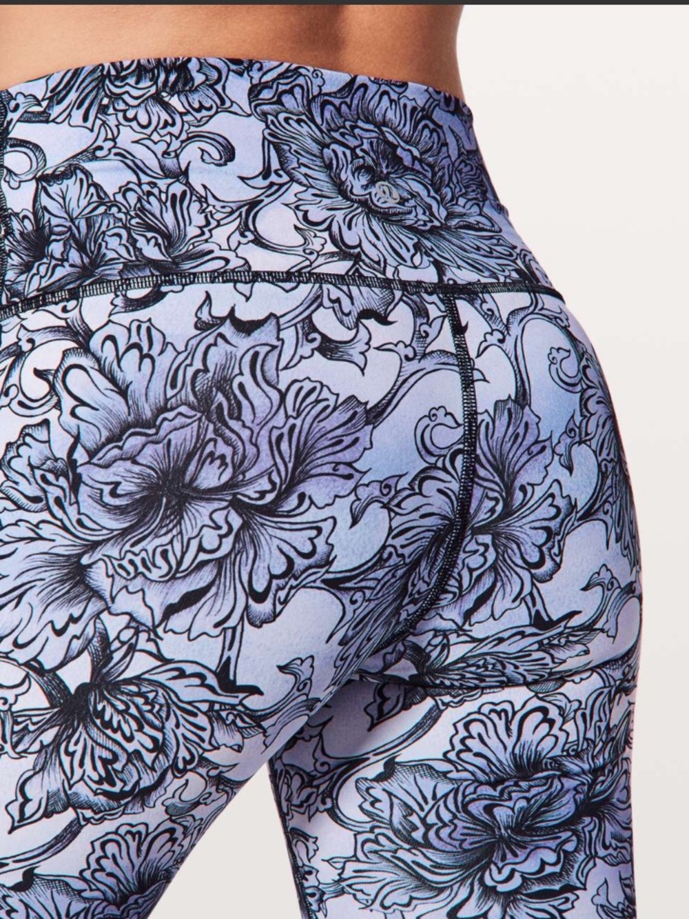 lululemon Athletica Lavender and Black Floral Leggings